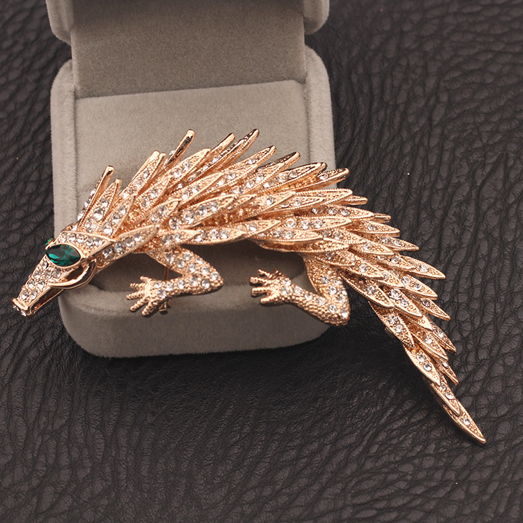 正品 欧美夸张大牌时尚镶钻穿山甲胸针女式胸针混批发饰品