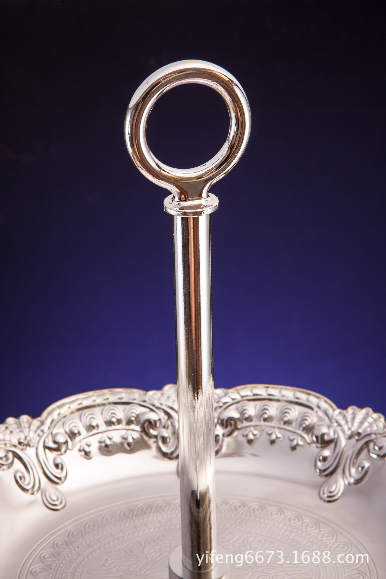 金属镀银三层水果盘/镀银点心盘/家居用品/酒店用品/工艺品/摆件