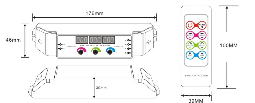 350外观图 LED控制器RGB控制器