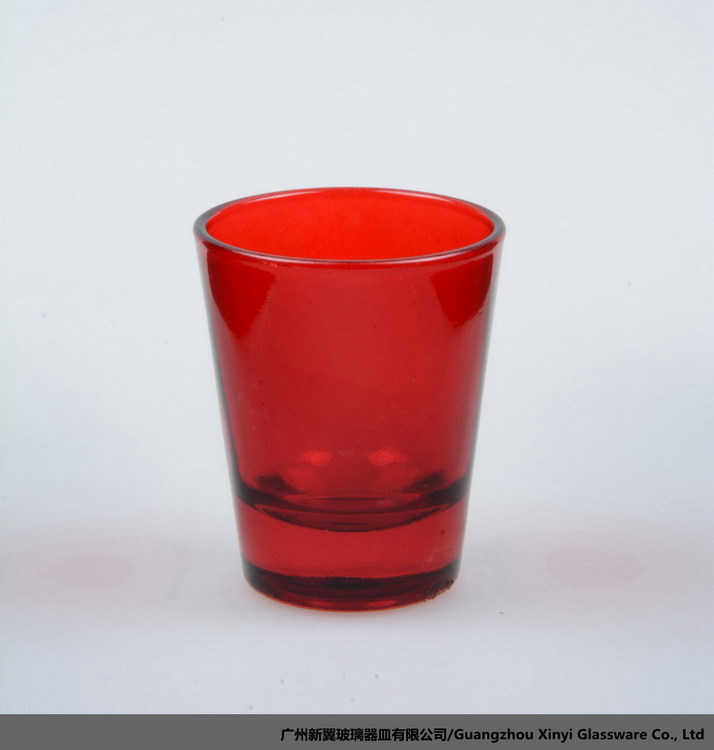 纯色 红色 玻璃小酒杯一口杯 加logo定制 迷你创意洋酒杯 礼品