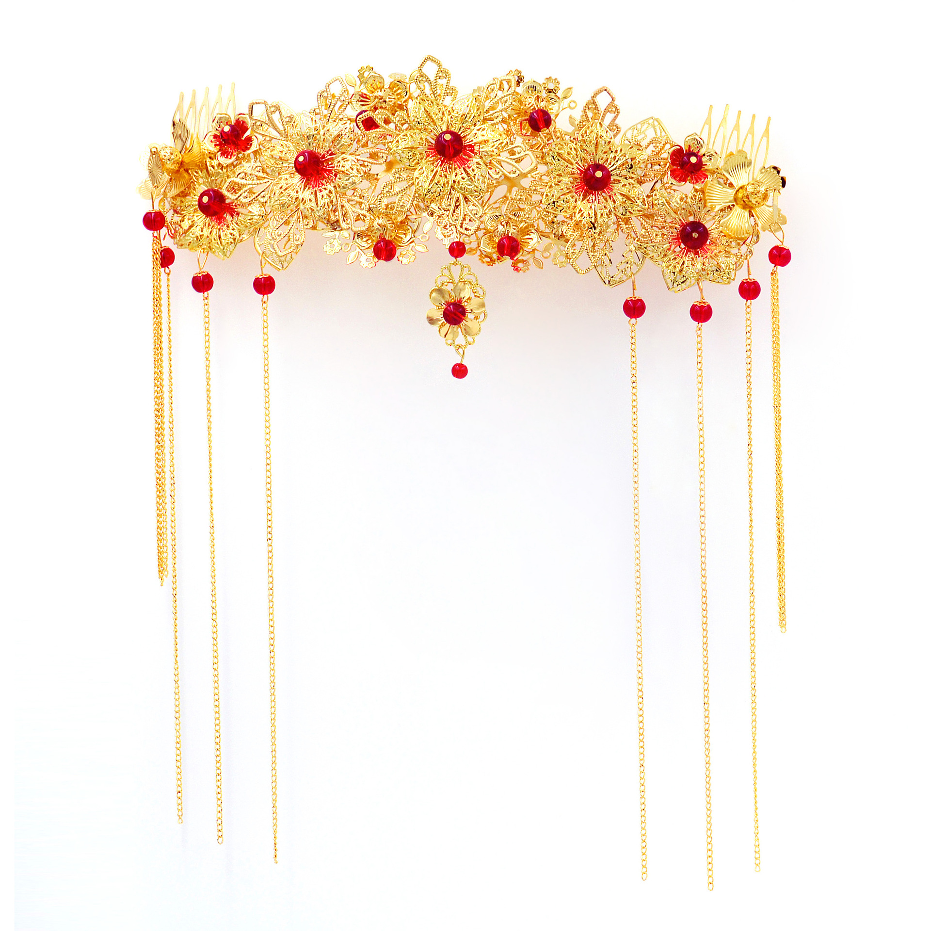 新娘古装头饰结婚流苏凤冠额饰旗袍配饰混批