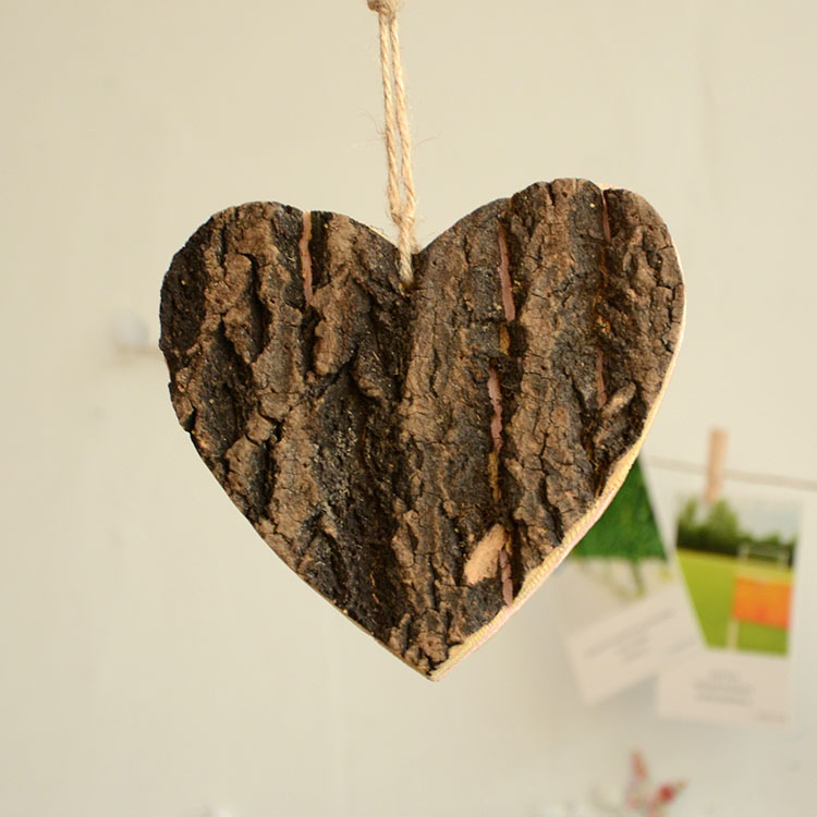 zakka 创意家居摆件 树皮工艺品 木制饰品 树皮爱心挂件 c1812图片_4