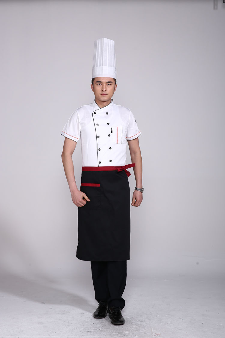 厨师服短袖 新款厨师工作服短袖 酒店餐厅厨房工作服夏装双排扣