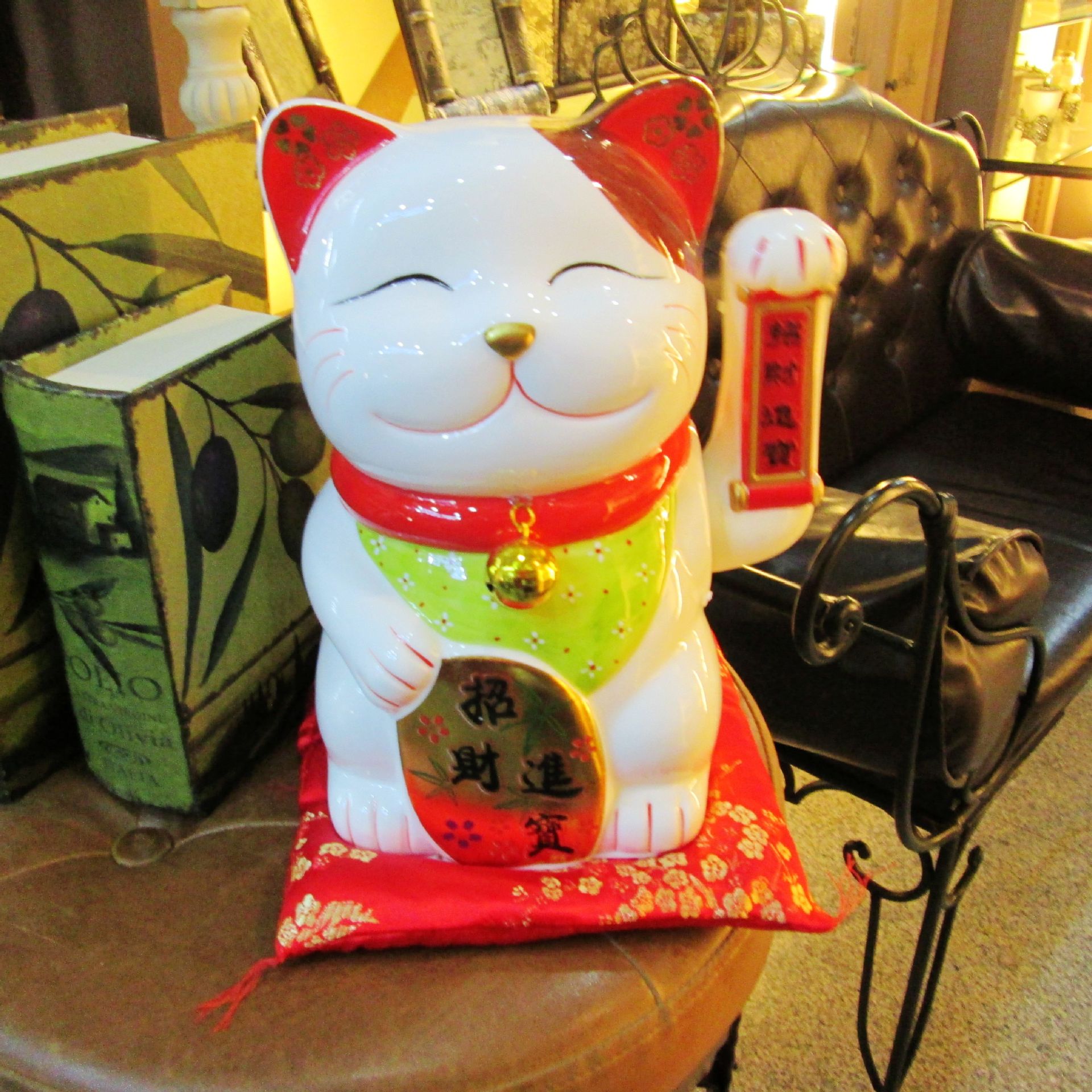 金运招福高档骨瓷招财猫 创意摇手猫开业开业礼品 陶瓷工艺摆件