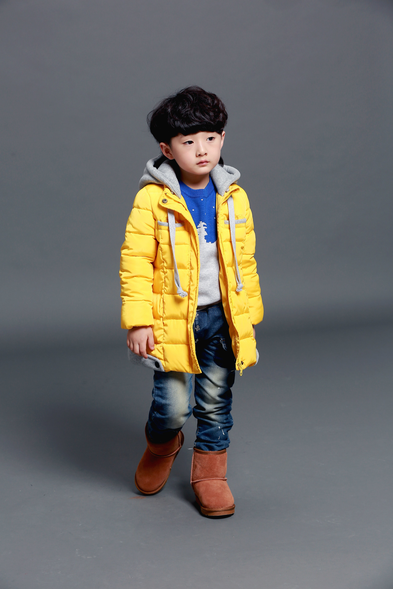 2015冬季新款 中小童棉衣 纯色字母童棉衣外套 加绒加厚棉服批发