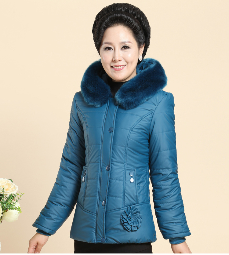 2014冬季新款中老年女装棉衣毛领连帽妈妈装棉袄保暖棉服厂家批发
