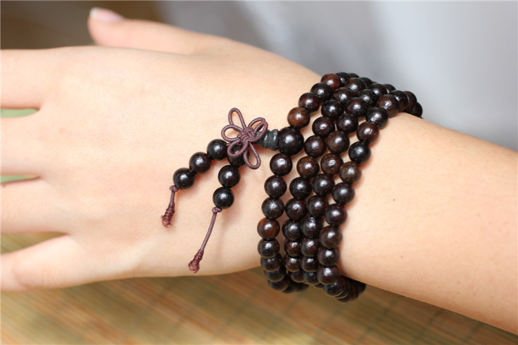 精品 天然皮灰木佛珠手链 纯手工雕刻 皮黑木手串 厂家直销