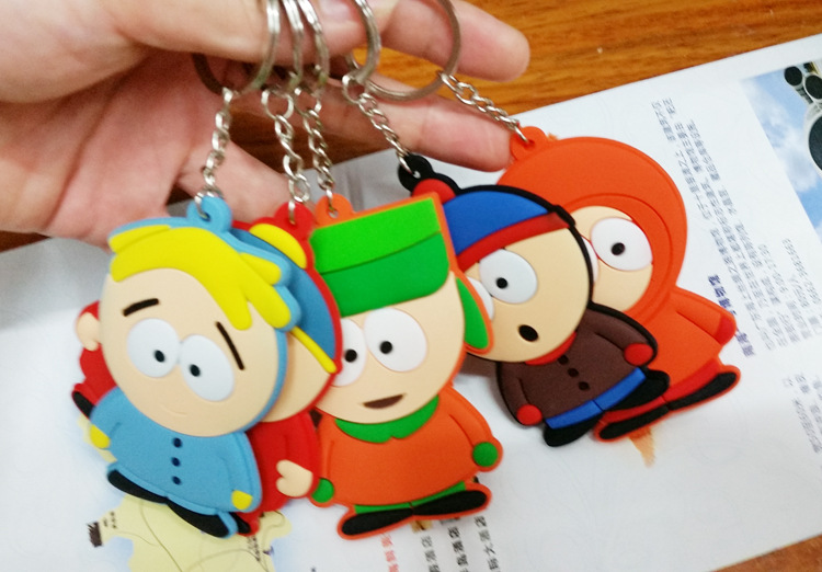 广东广州礼品南方公园衰仔乐园 四贱客斯坦双面硅胶钥匙扣 创意公仔包