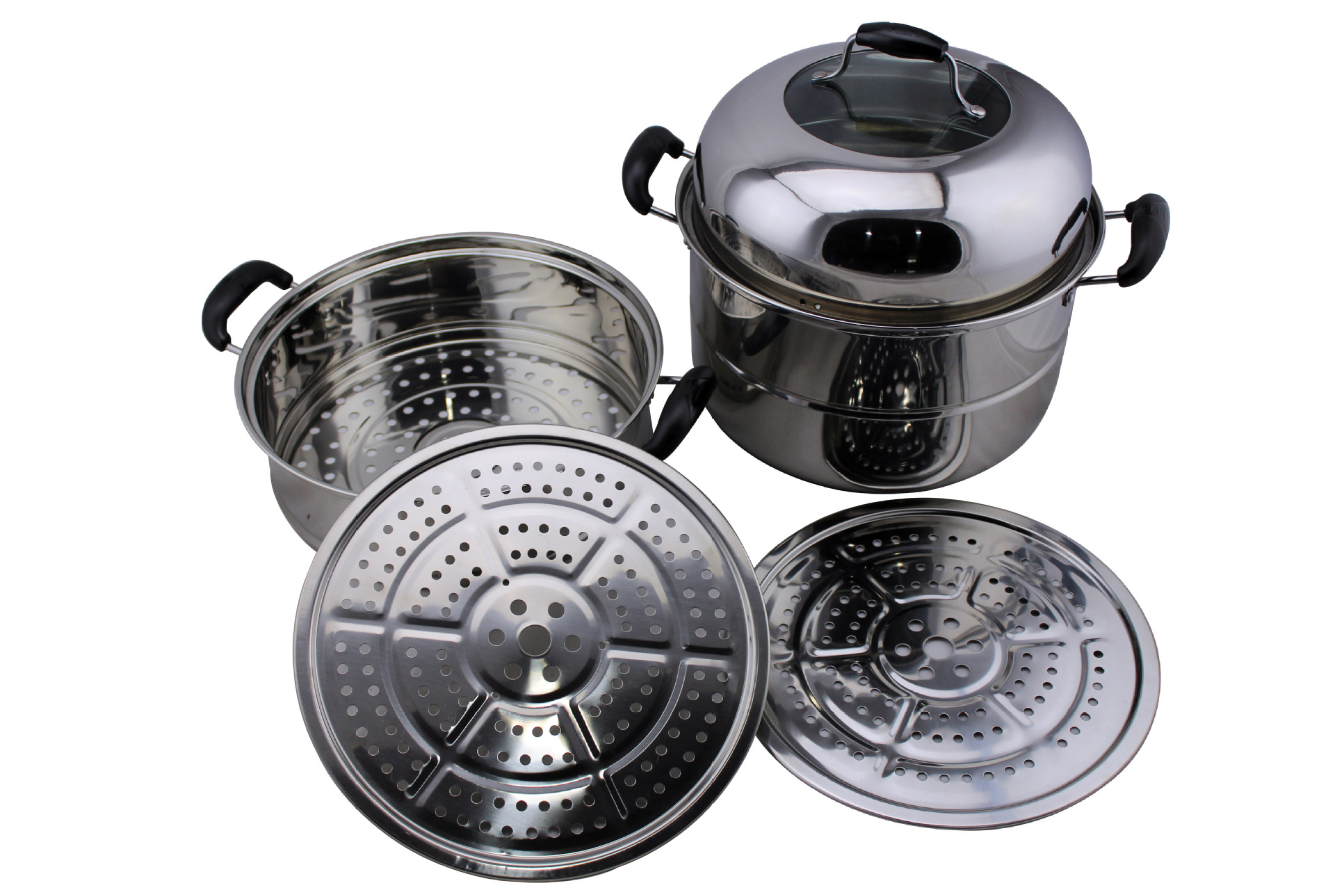 不锈钢蒸锅 三层蒸锅 复底蒸锅 锅 厨具