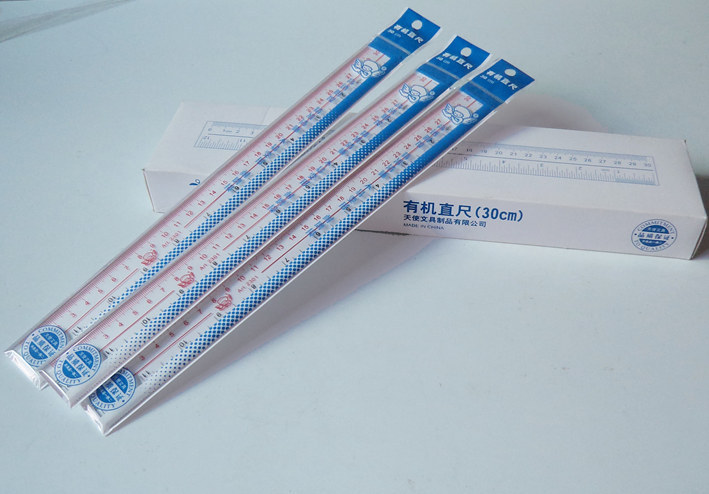 广东佛山正品小天使有机直尺 20cm 30cm 高清透明直尺 英寸,公制两用