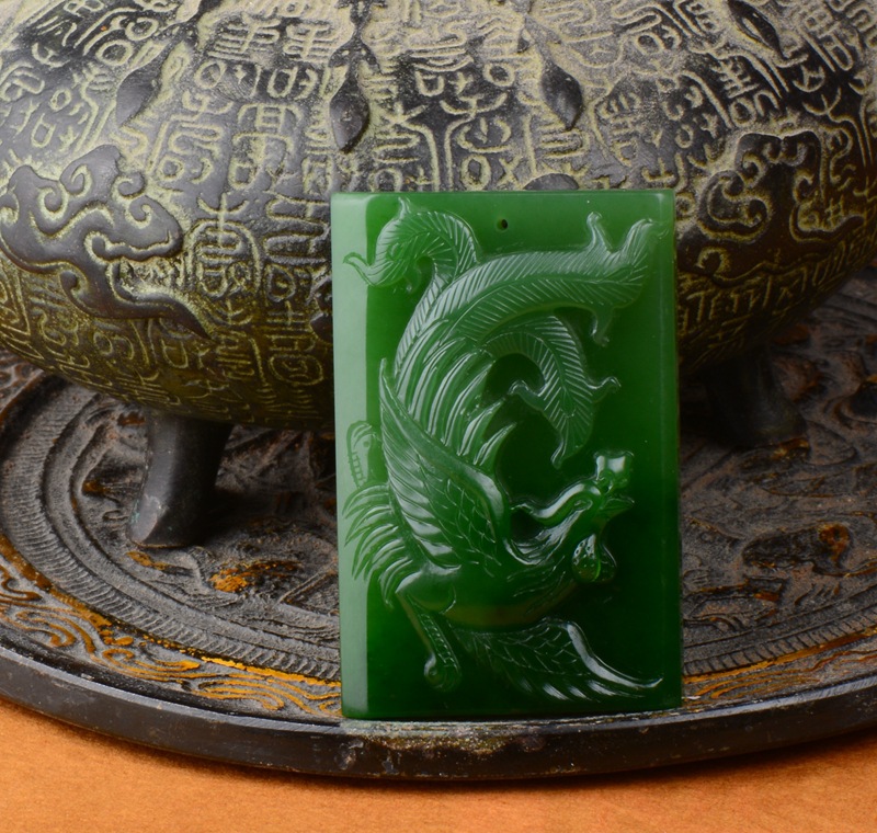 河南南阳天然缅甸原石玉石挂件 凤牌翡翠吊坠凤凰玉坠 女款保平安凤玉