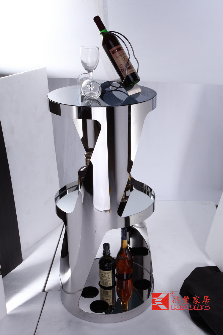 专业品质简约时尚吧台 欧洲灰钢化玻璃吧台 镜光不锈钢框架吧台