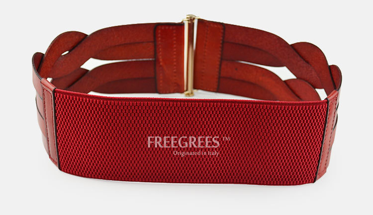 freegrees头层牛皮韩版超宽 复古腰封 女士腰带 松紧编织腰封j03