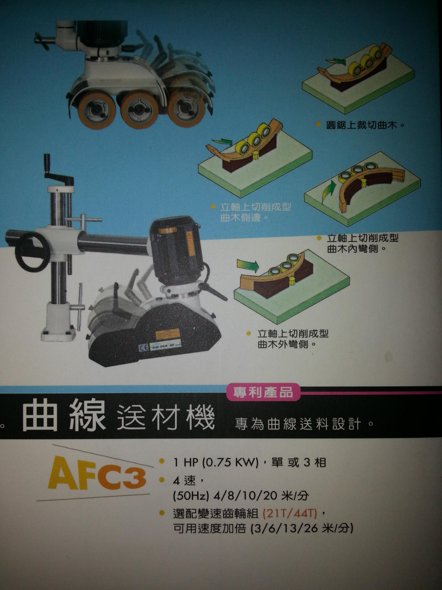 木工机械台湾贝特afc3曲线送料器木工送材机木材推送机木工送料器