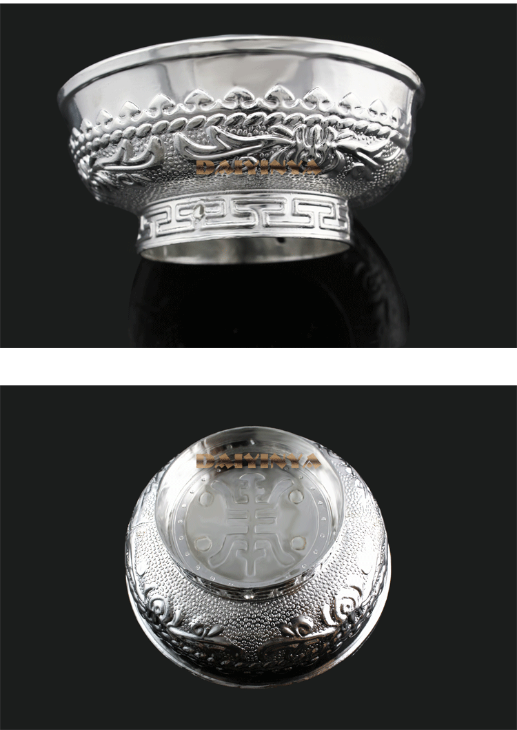 镀银碗 镀925银餐具 刻花碗 手工摆件 苗银 纹银系列