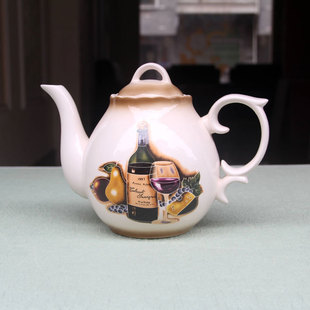 礼品批发 欧式田园风手绘茶壶 陶瓷凉水壶 酒瓶花色油壶