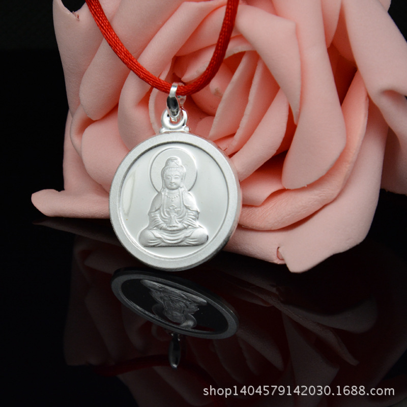 纯银观音吊坠_s999千足银吊坠 精品圆形观音 精品纯银批发热卖