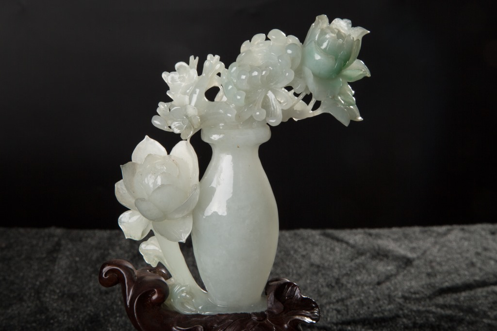 缅甸玉天然翡翠a货 老料糯冰器皿翡翠摆件 花瓶 可出证书