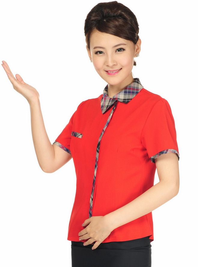 酒店茶楼工作服 饭店中式餐厅制服 领班服务员夏装短袖