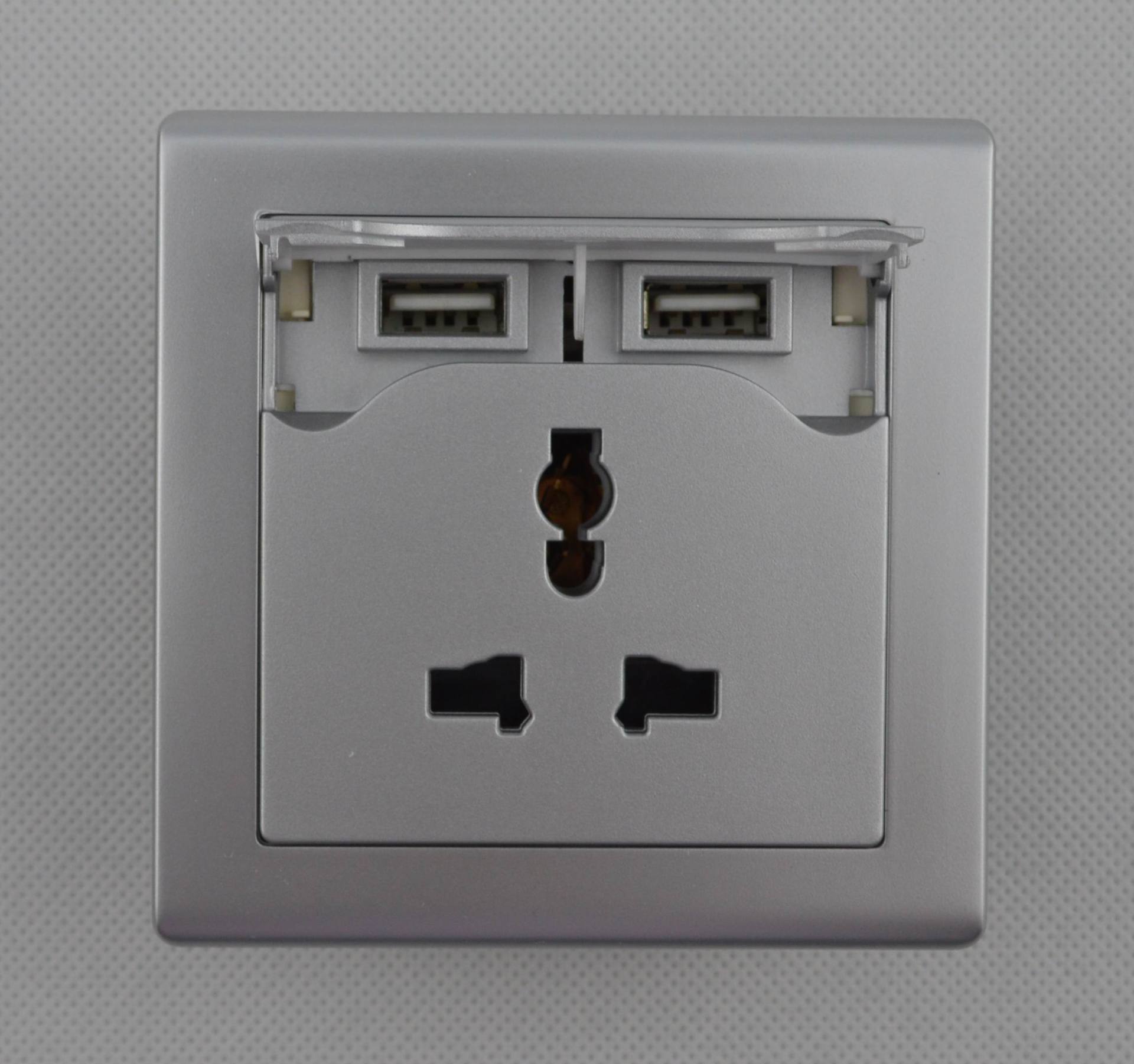 双usb墙插 带5v2.1ausb输出手机 ipad充电插座居家酒店专用