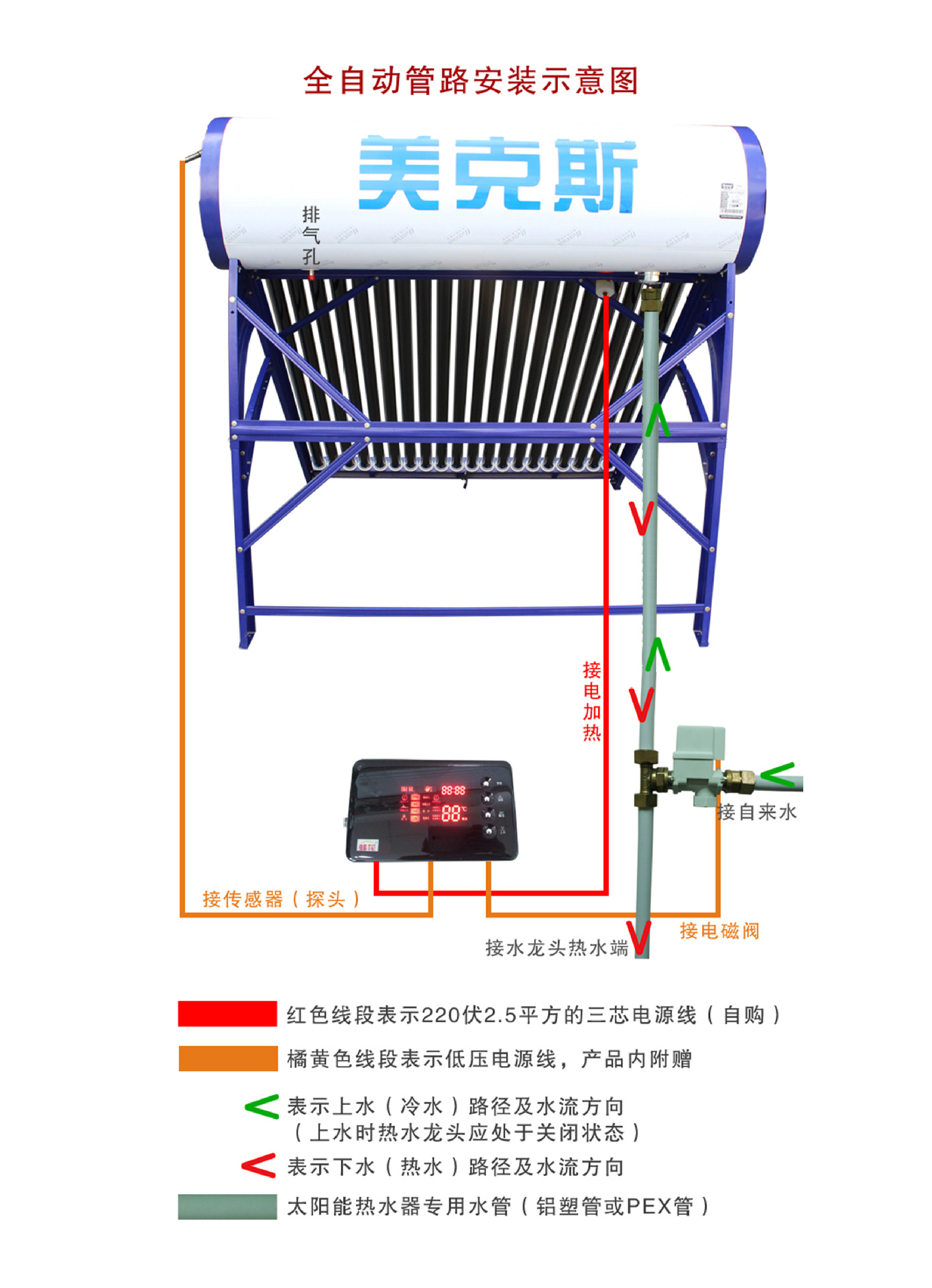 太阳能热水器专用配件套装自动上水整套送生料带