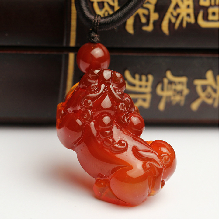 开光 天然红玛瑙貔貅吊坠 男女 招财转运保平安 护身符吉祥物