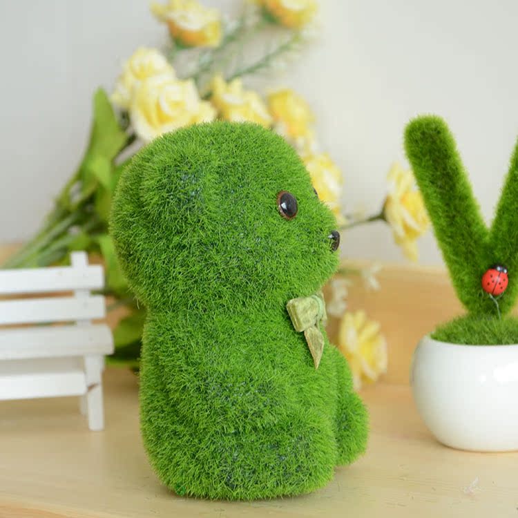 zakka杂货家居摆饰仿真动物欧式田园绿色小熊a0603