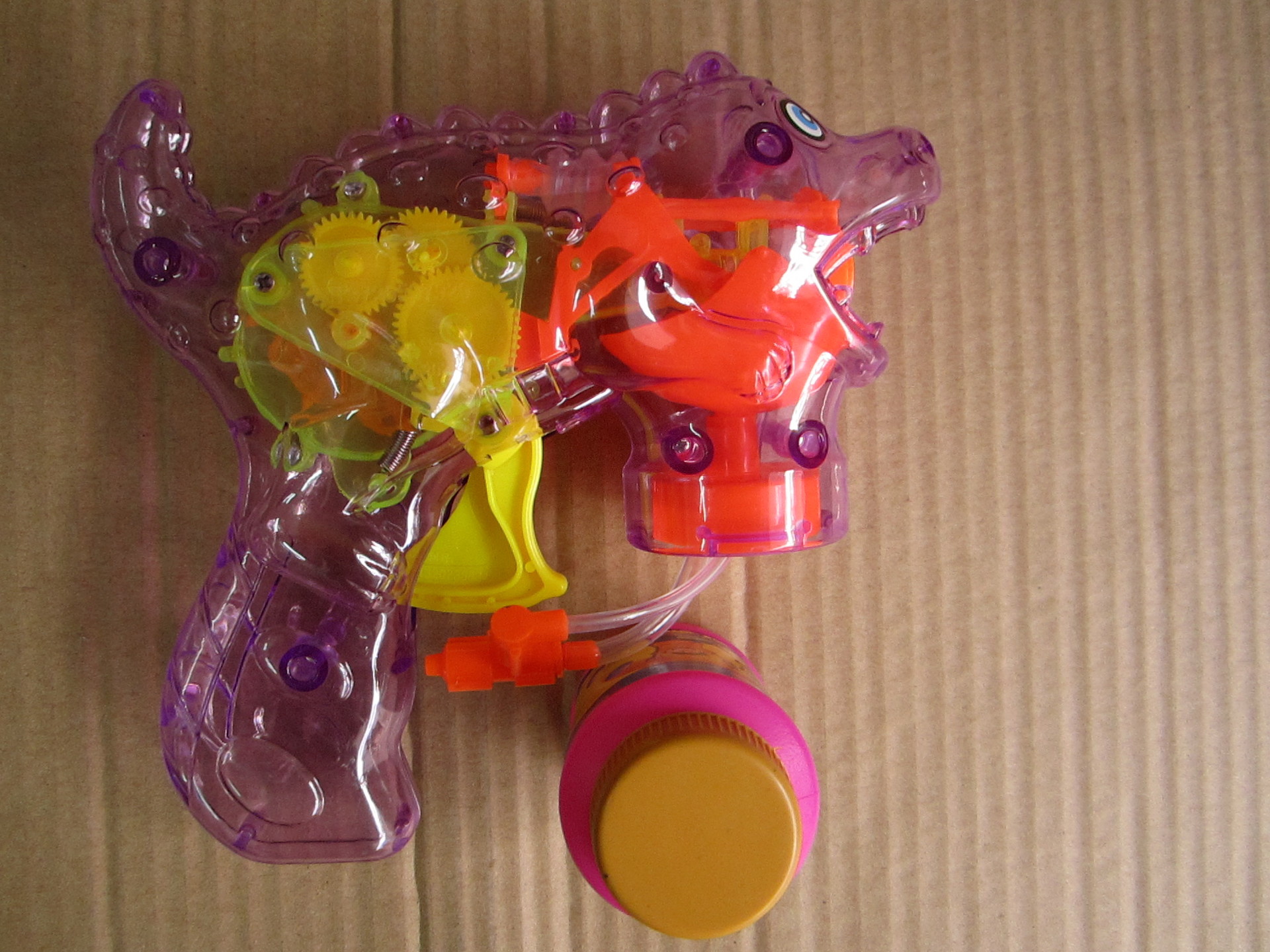 手动透明恐龙泡泡枪 惯性自动抽水带灯泡泡枪