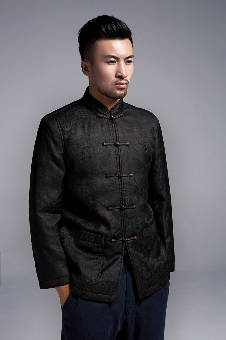 天烟 独家现货 香云纱男士唐装外套中老年高档唐装秋冬厚款13915