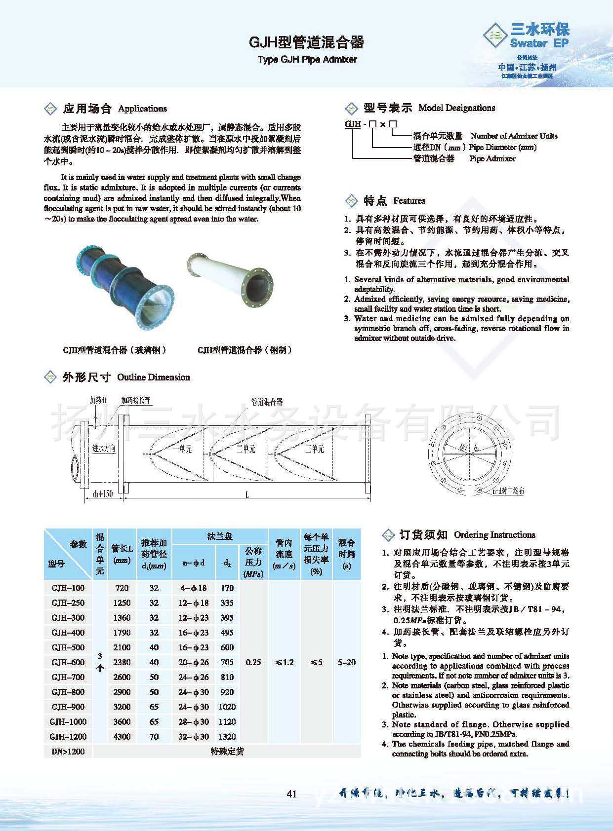 管道混合器参数图片