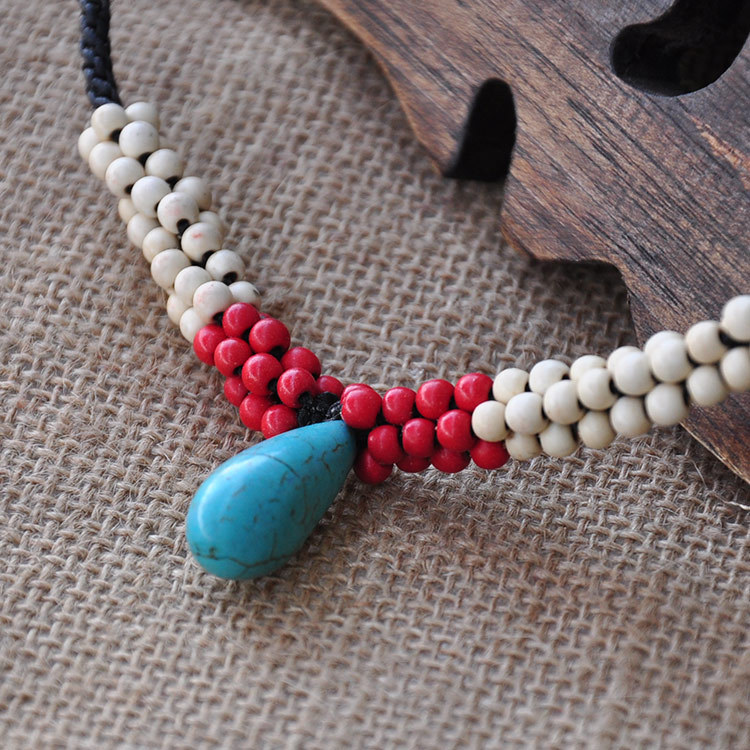 云南民族风 手工编织蜡绳项链批发 1444