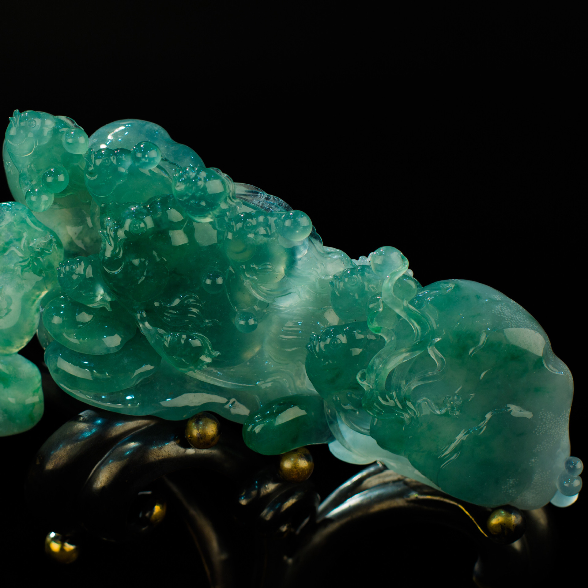 缅甸玉天然翡翠a货 老坑料花鸟翡翠摆件 力争上游 可出证书