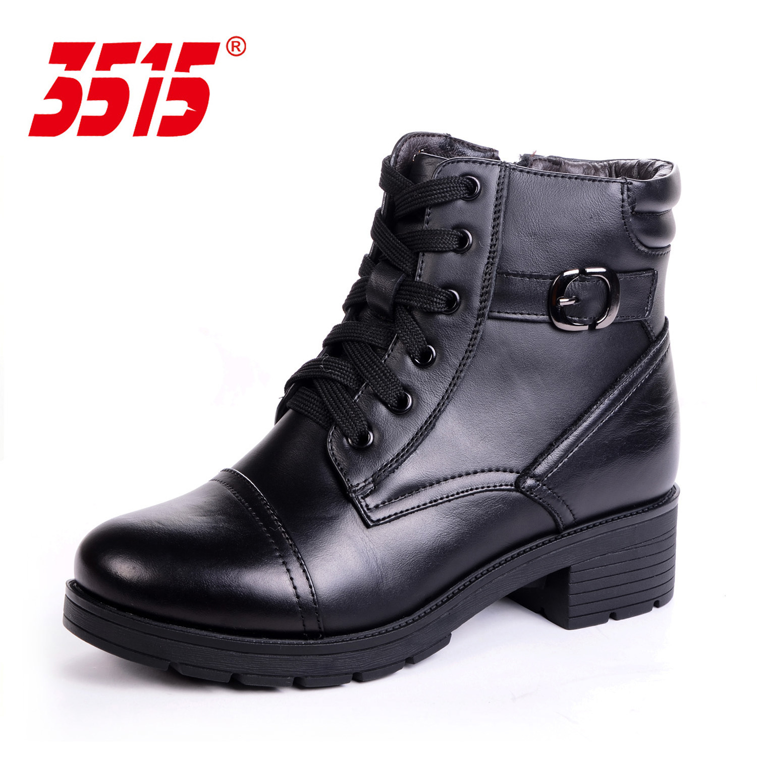 强人3515军靴女特种兵女靴子真皮羊毛军勾棉鞋马丁靴女鞋冬季新款