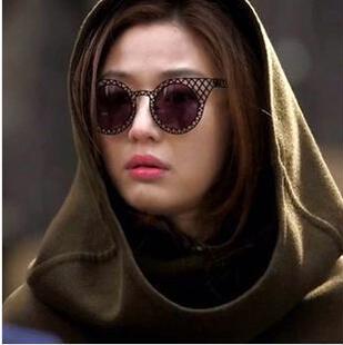 来自星星的你全智贤同款太阳镜复古金属镂空猫眼太阳眼镜墨镜批发