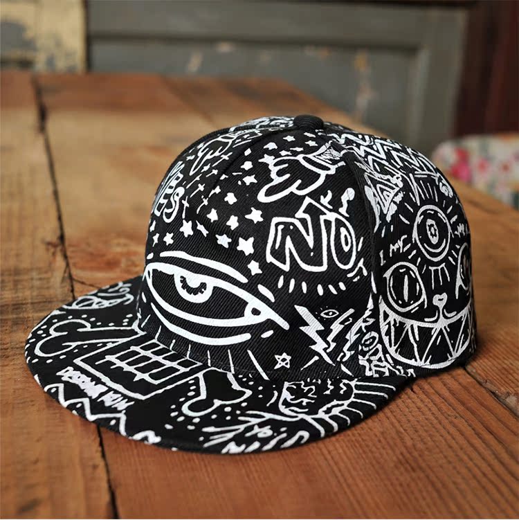 bigbang 权志龙 涂鸦嘻哈帽 平沿 男女棒球帽 明星周边 同款