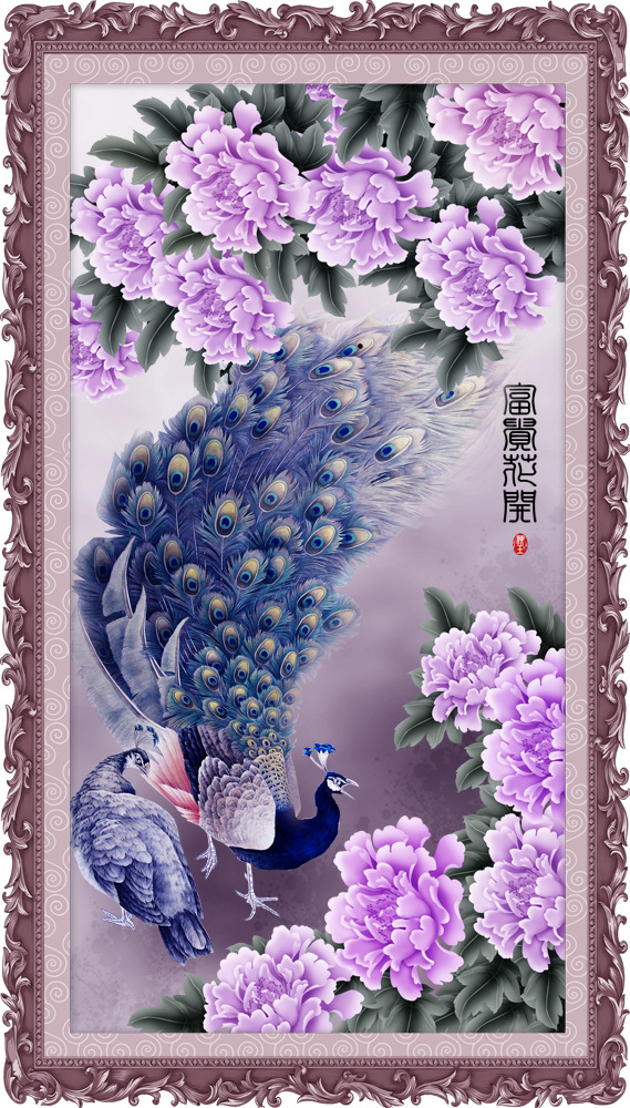 十字绣新款工艺 玛丽5d钻石画免烫 义乌厂家直销批发代理牡丹孔雀