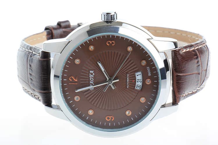 标卡品牌 男表 油压立体钻面钢带防水日历 自动机械表 男士手表