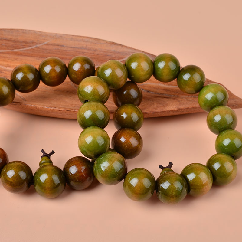 厂家直销 15mm青色原木佛珠手串 佛珠手链批发