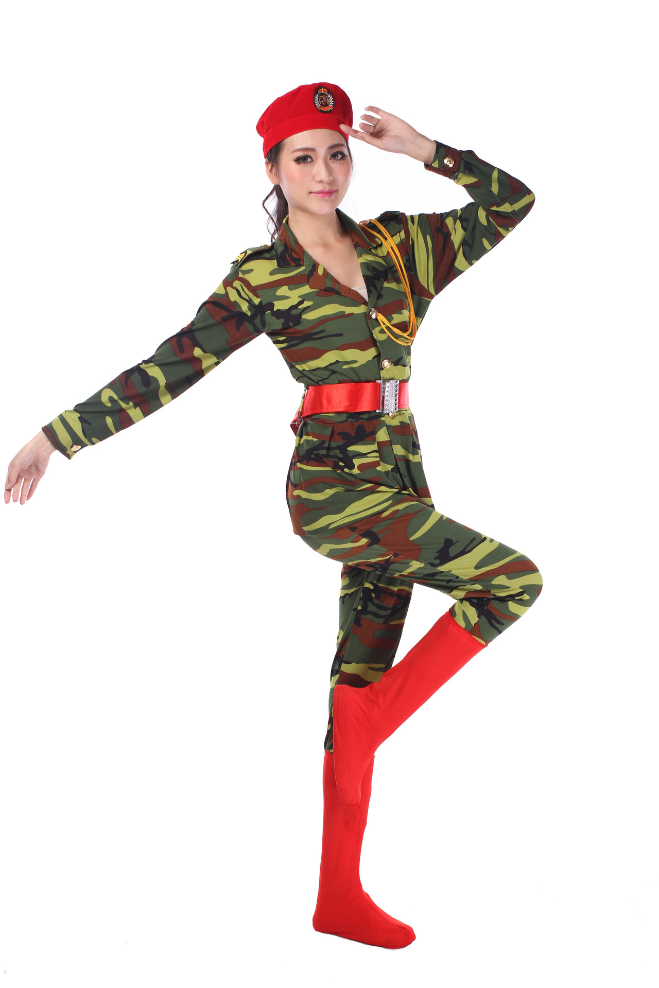 军旅演出服/舞台女兵表演套装 迷彩裙迷彩服/广场舞军鼓舞蹈服饰