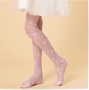 14夏超薄蝴蝶花儿童提花丝袜透明包芯丝连裤袜女童精品盒装丝袜