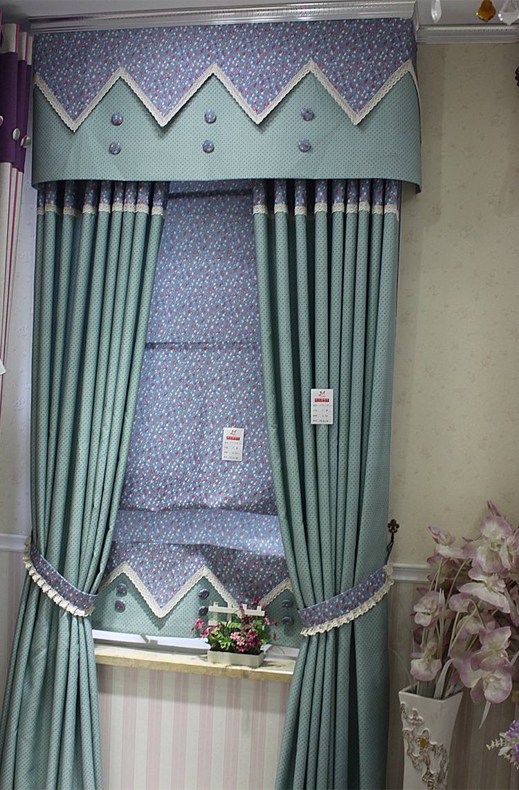 花之语 墨绿点子碎花涤棉涤棉窗帘 成品窗帘6793-2布 6792-3布