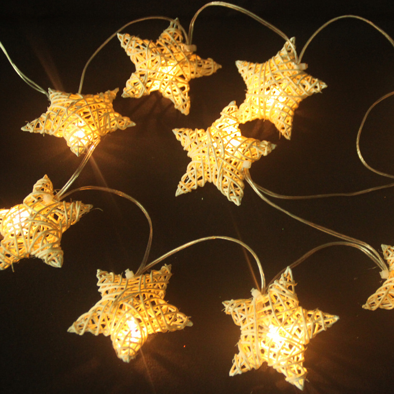 批发采购植物工艺品-环保时尚家居圣诞饰品(藤心双拱五角星串) n14-d1