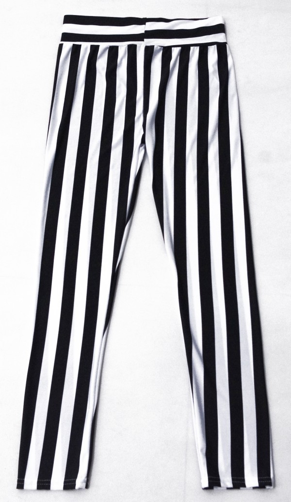 2014春夏新款韩版黑白竖条纹修身显瘦打底裤九分裤时尚女裤