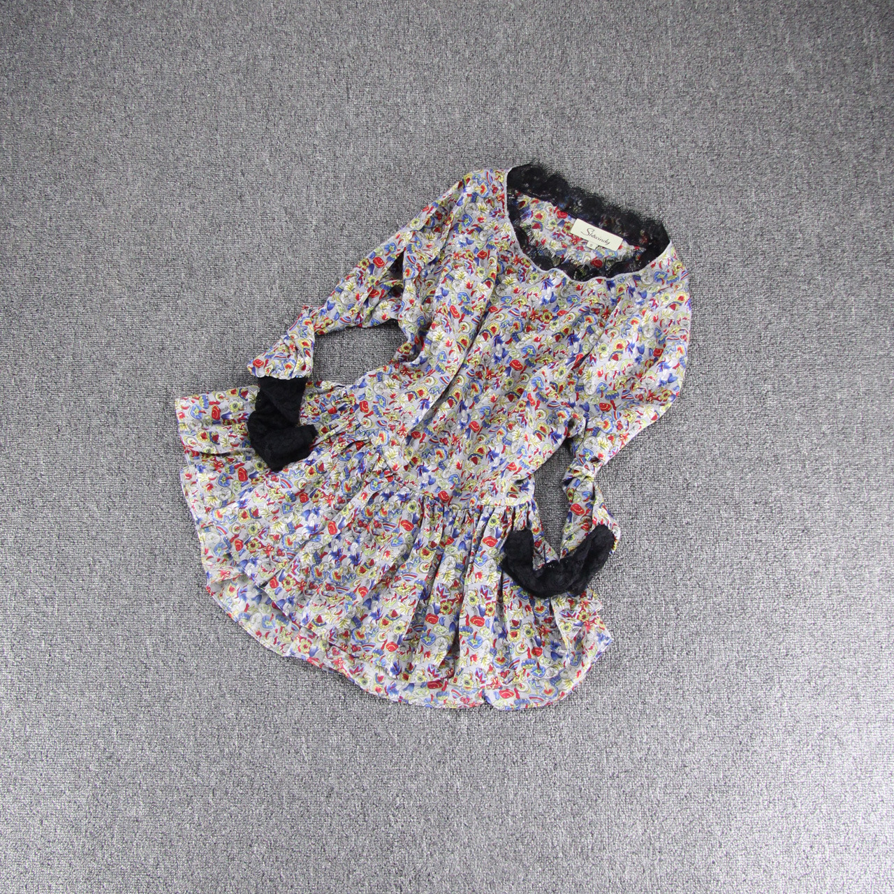 2014春夏高级女装新款 领圈袖口蕾丝印花真丝上衣 质量保证