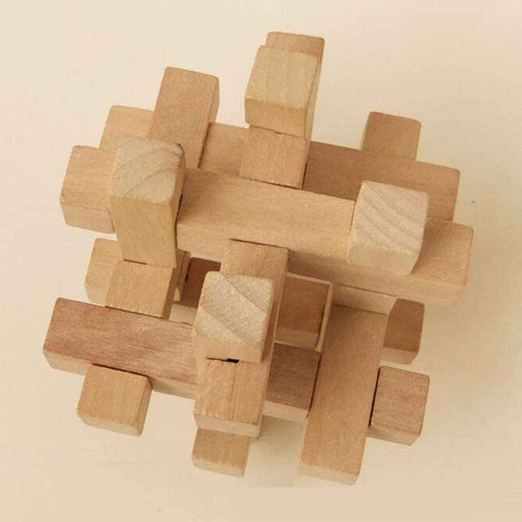 小额混批发 木制智力解锁类十字笼玩具孔明锁鲁班锁