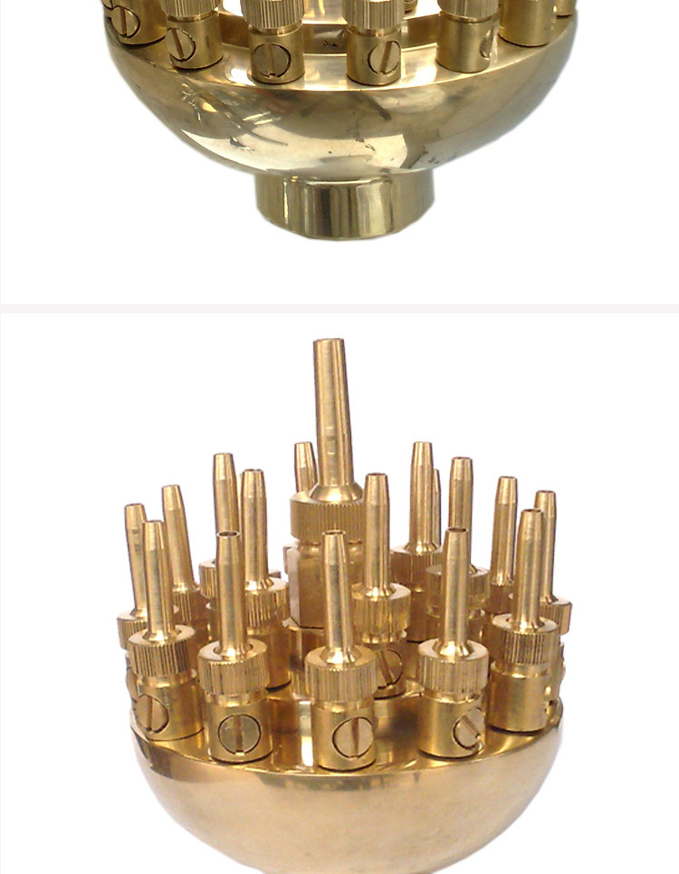 直销喷泉设备铜镀铬可调三层花喷头铜镀