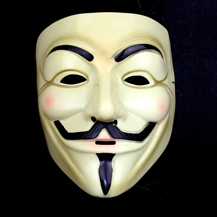正版电影主题面具v字仇杀队面具v字v怪客面具pvc款淡黄白两款