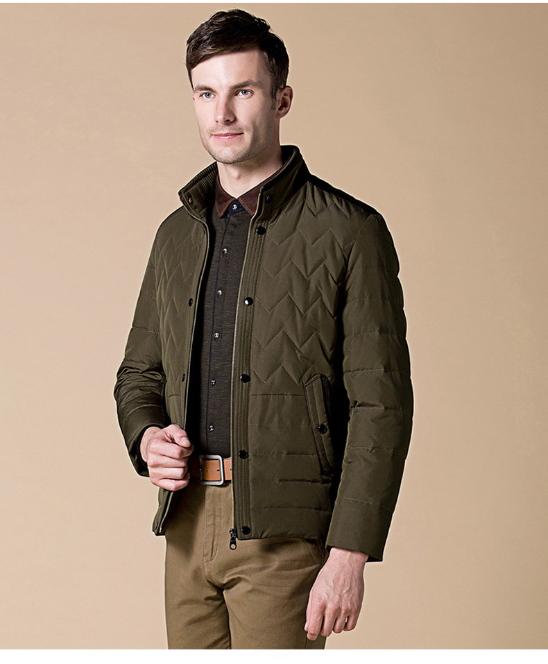 正品迪莱王子羽绒服男士立领纯色合体羽绒袄中青年爸爸服外套1850