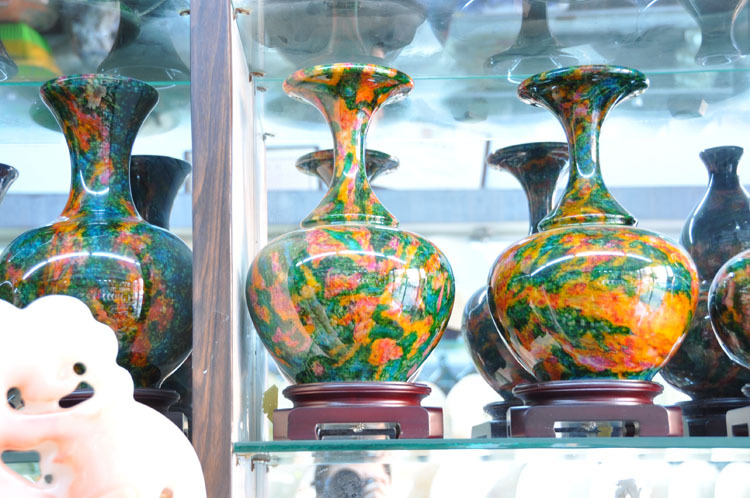 天然台湾七彩石花瓶 七彩玉家居风水摆件 招财进宝送长辈礼物