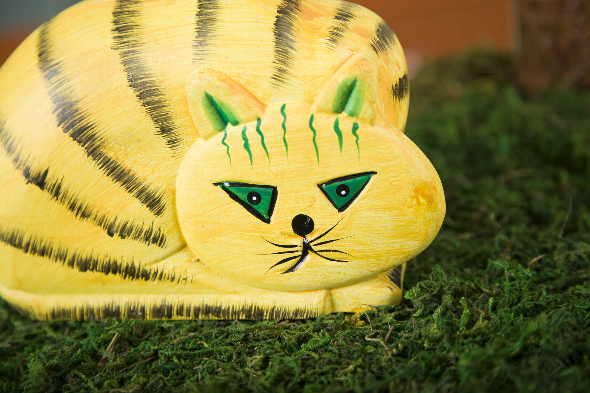 创意日式zakka杂货 实木雕刻 手工彩绘摆饰 猫咪动物摆件12022